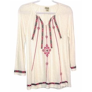 Lucky Brand Live in Love embroidery Top
